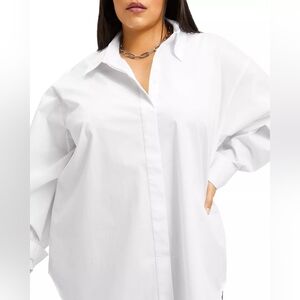 Good American Crisp White Button Down Shirt Oversized